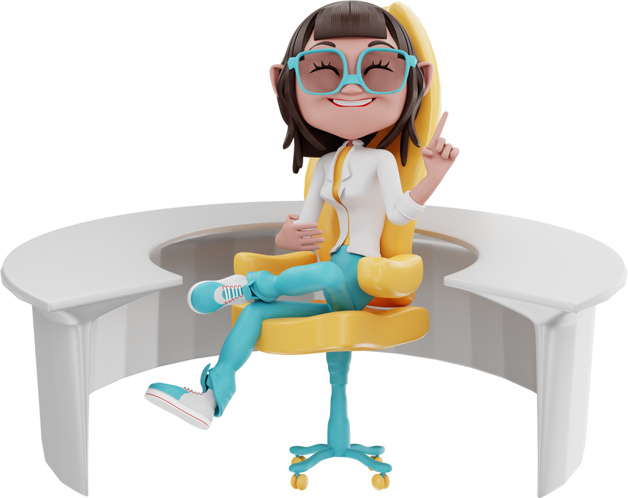 Woman Sitting on a Chair 3D Illustration