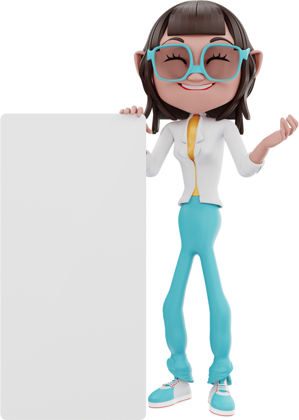 3D Woman and a Blank Board