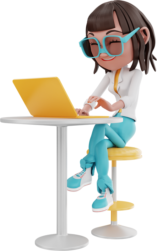 Woman on her Laptop 3D Illustration